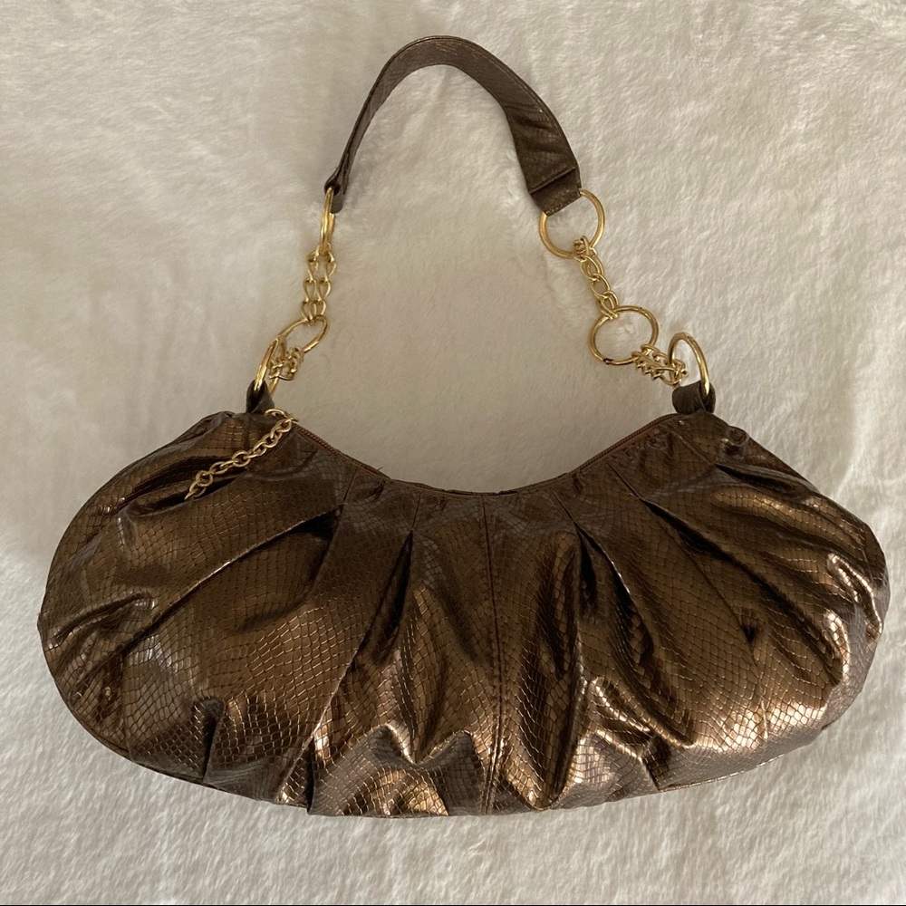 Giannini Gold Faux Leather Snakeskin Bag - Picture 2 of 15